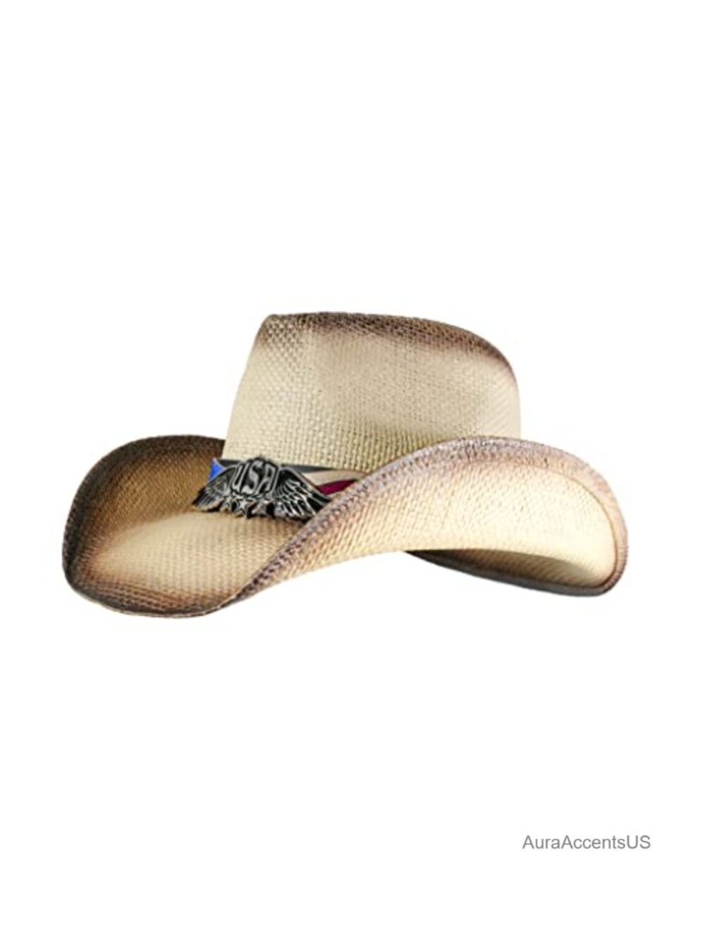grinderPUNCH Straw Cowboy Hat Tea-Stained Western Cowgirl Outback Sun